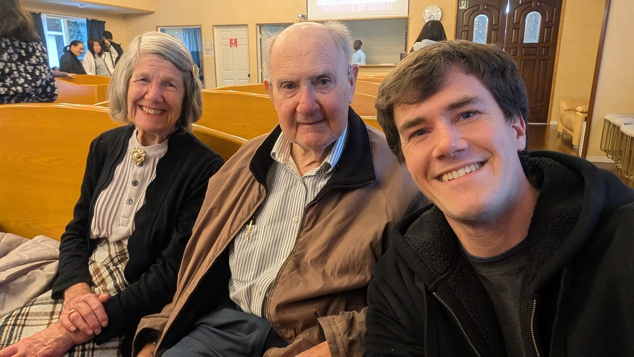 Members of the Melton family together at church in Japan